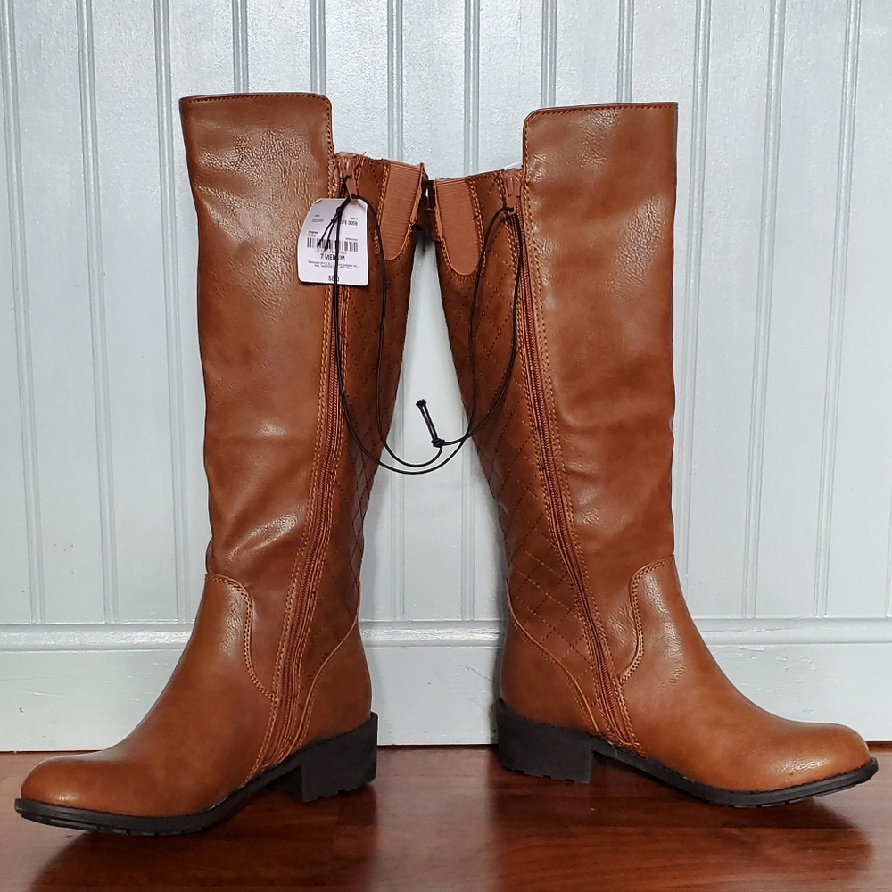St John's leather pu cognac boots 7 -NEW